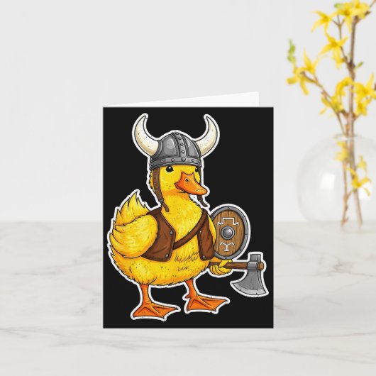 Carte Viking Duck Funny Warrior Design  (Fleur jaune)