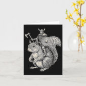 Carte Viking Riding Squirrel Funny Warrior Art (Fleur jaune)