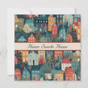 Carte Village Cozy Hygge Art Folklorique Nordique, perso