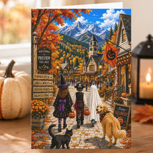 Carte Village de montagne automnal charmant Joyeux Hallo