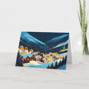 Carte Village De Noël Sous Les Montagnes Neiges