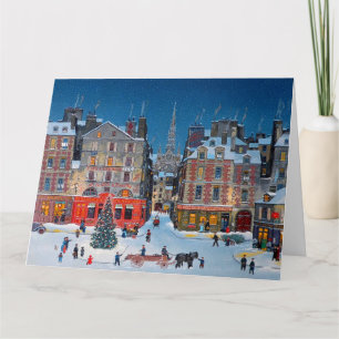 Carte Village de Noël vintage Joyeux Noël