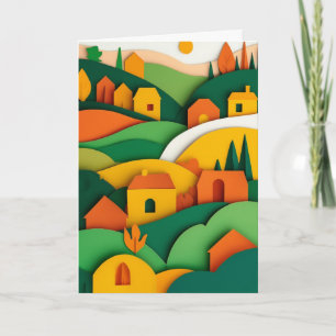 Carte Village de papier ensoleillé