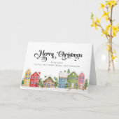 Carte Village d'hiver Merry Christmas Card (Fleur jaune)
