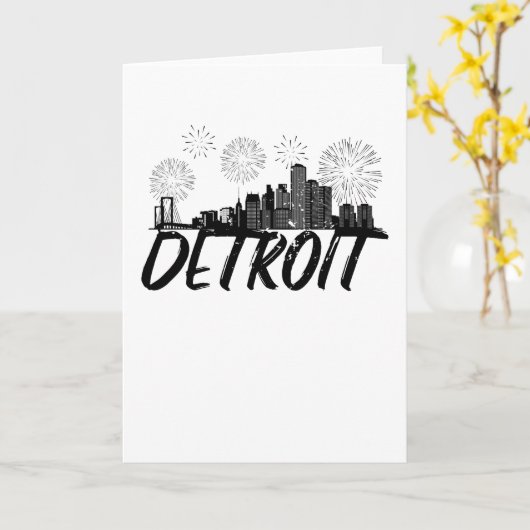 Carte Ville de Detroit Skyline (Fleur jaune)