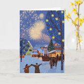 Carte Ville de Noël moderne dans l'art de la neige Noël (Fleur jaune)