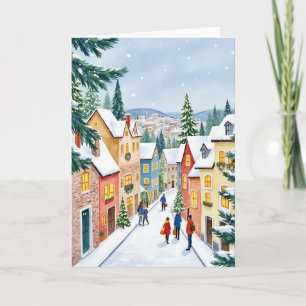 Carte Ville de Noël peinte