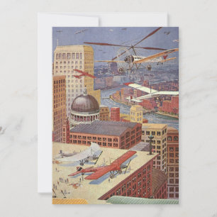 Carte Ville de science-fiction vintage, Steam Punk victo