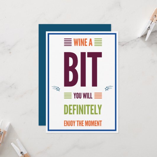 Carte Vin Amusant Un Peu Se Sentent Mieux (Devant/Arrière en situation)