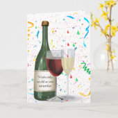 Carte Vin Anniversaire Avec Citation Amusante (Fleur jaune)