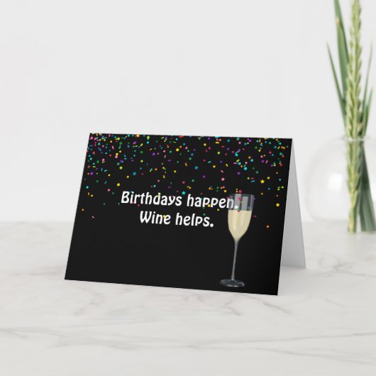 Carte vin blanc avec confetti d'anniversaire (Devant)
