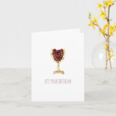 Carte Vin d'anniversaire (Fleur jaune)