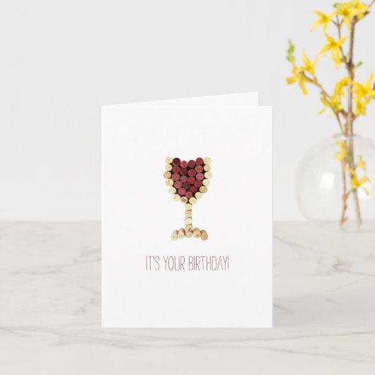 Carte Vin d'anniversaire (Fleur jaune)