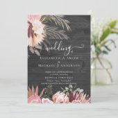 Carte Vin de Bourgogne Pampas Grass Mariage Tropical (Debout devant)