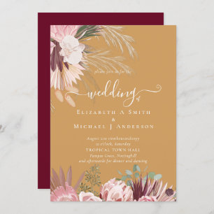 Carte Vin de Bourgogne Pampas Grass Mariage Tropical