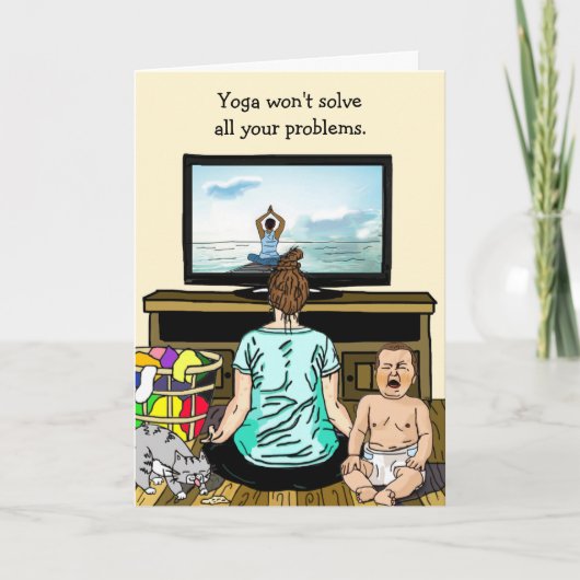 Carte Vin drôle et amitié Humour Yoga (Devant)