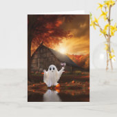 Carte Vin drôle et fantôme Joyeux esprit d'Halloween (Fleur jaune)