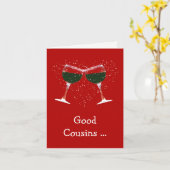 Carte Vin drôle thème Cousin Anniversaire (Fleur jaune)