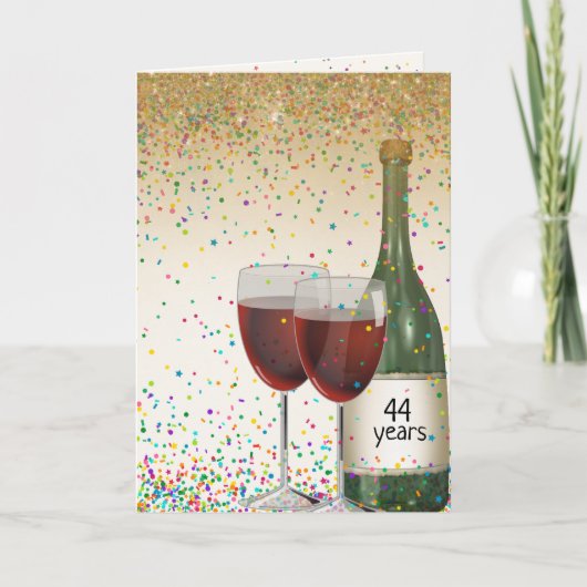 Carte Vin du 44e anniversaire heureux (Devant)
