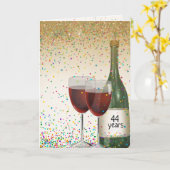Carte Vin du 44e anniversaire heureux (Fleur jaune)
