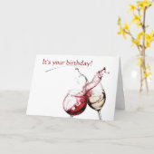 Carte Vin et Anniversaire (Fleur jaune)