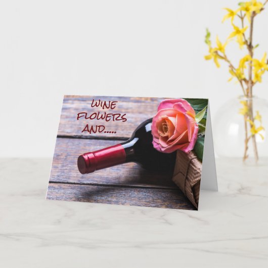 CARTE VIN ET FLEURS ET "VOUS" ET "MOI" CÉLÉBRENT (Fleur jaune)