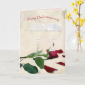 Carte Vin et Rose 73e anniversaire (Fleur jaune)