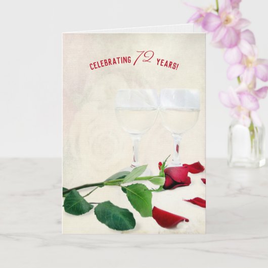 Carte Vin et Rose rouge pour 72e anniversaire (Orchidée)