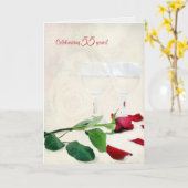 Carte vin et rose rouge pour le 55e anniversaire (Fleur jaune)