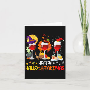 Carte Vin Halloween Thanksgiving Noël Joyeux Hallot