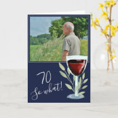 Carte Vin Inspirationnel Marine Bleu 70e anniversaire Ph (Fleur jaune)