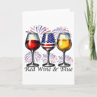 Carte Vin Rouge Et Bleu Verre à Vin 4 Juillet Américain 
