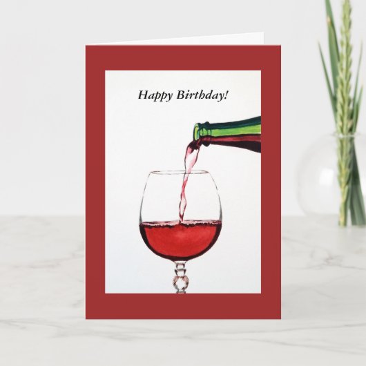 Carte Vin rouge Joyeux anniversaire (Devant)