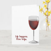 Carte vin rouge pour anniversaire blanc (Fleur jaune)