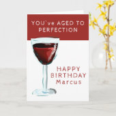 Carte Vin rouge Thème Vieilli à Perfection Nom Anniversa (Fleur jaune)