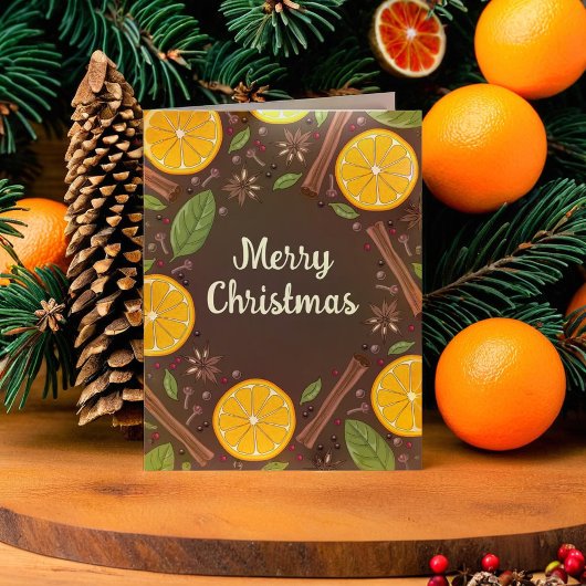 Carte Vin rougi de Noël marron épicé