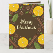 Carte Vin rougi de Noël marron épicé (Devant)