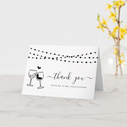 Carte Vin Toast & String Lights Merci (Fleur jaune)