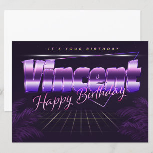 Carte Vincent Name Prénom lila retro
