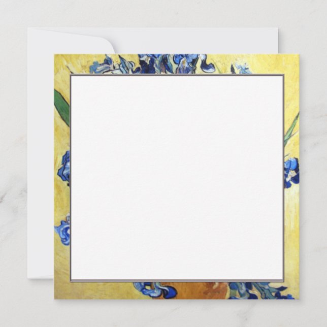 Carte Vincent van Gogh, iris bleus sur fond jaune (Devant)