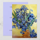 Carte Vincent van Gogh, iris bleus sur fond jaune (Devant / Derrière)