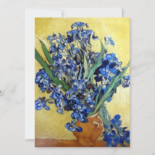 Carte Vincent van Gogh, iris bleus sur fond jaune (Devant)