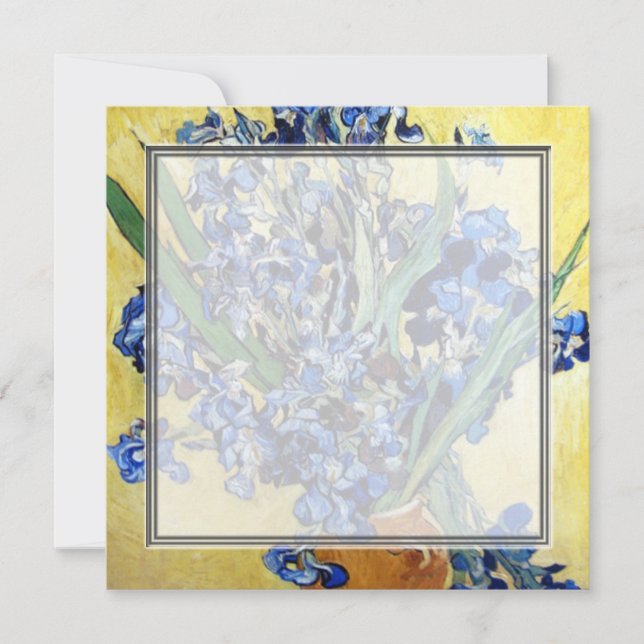 Carte Vincent van Gogh, iris bleus sur fond jaune (Devant)