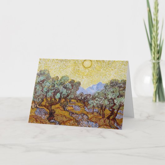 Carte Vincent van Gogh - Oliviers, Ciel Jaune et Soleil (Devant)