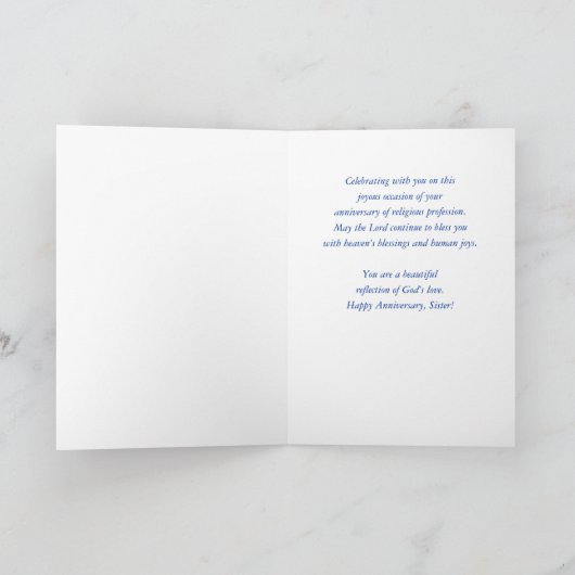 Carte Vingt-cinquième 25e anniversaire religieuse Nonne  (Intérieur)