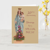 Carte Vingtième anniversaire d'ordination avec Marie (Fleur jaune)