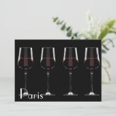 Carte Vins avec vin rouge sur noir (Debout devant)