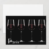 Carte Vins avec vin rouge sur noir (Devant / Derrière)