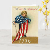 Carte vintage 1776 - 4 juillet (Fleur jaune)