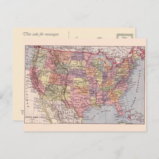 Carte vintage, 1920, États-Unis (Devant / Derrière)